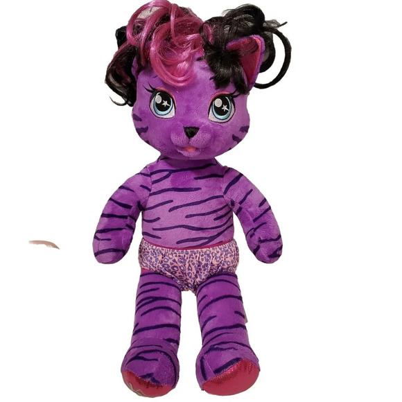 Build A Bear Honey Girls HG Teegan Plush Purple Tiger Cat Stuffed Animal 21" - Picture 1 of 6
